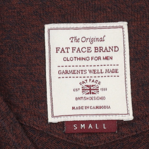 Fat Face Men's Brown V-Neck Pullover Jumper S