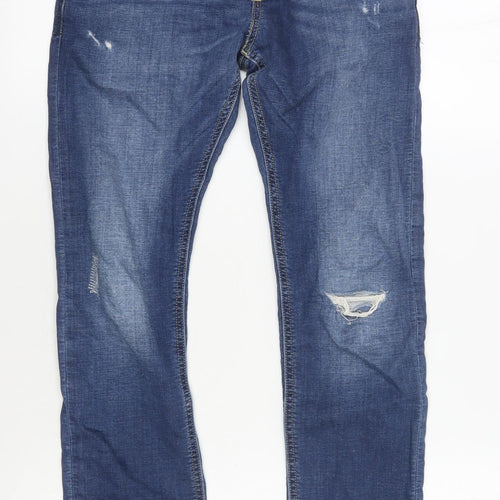 Diesel Boys Blue Slim Jeans, Size 12, Ripped Denim