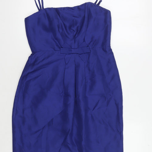 L.K. Bennett Women's Blue Silk A-Line Dress Size 10