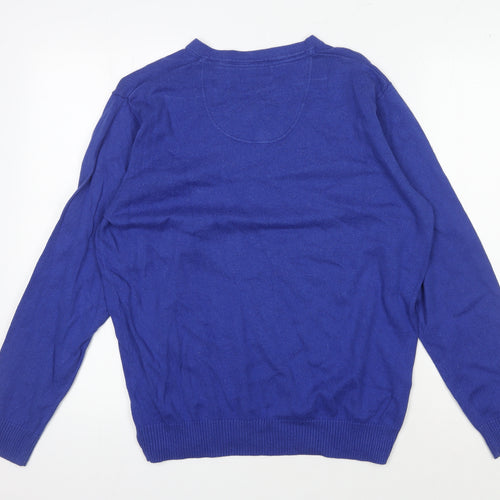 Jeff Banks Men's Blue V-Neck Pullover Jumper M