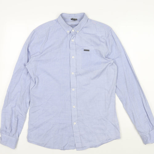 Firetrap Men's Blue Button-Up Shirt, Size S, Casual Style