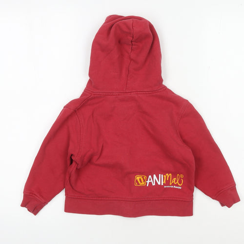 Animal Boys Red Full Zip Hoodie, Size 2 Years
