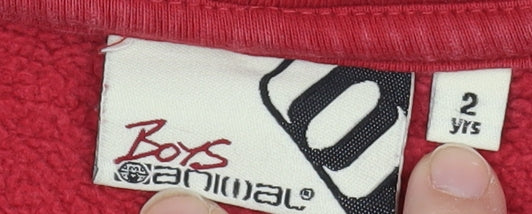Animal Boys Red Full Zip Hoodie, Size 2 Years