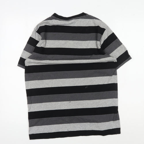 Champion Men's Black Striped T-Shirt - Size L