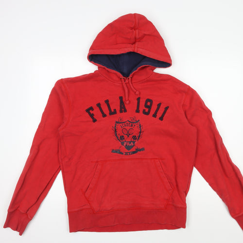 FILA Men's Red Hoodie M Pullover Graphic Logo