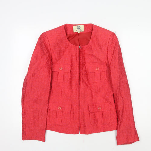 Viyella Women's Red Blazer Jacket Size 10 Bouclé
