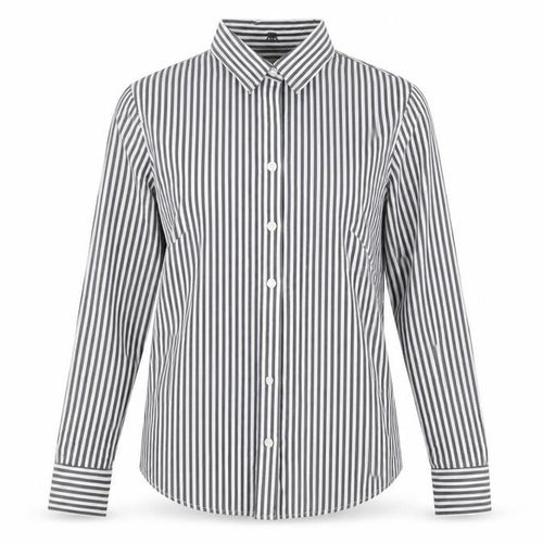 Banana Republic Women's Grey Striped Button-Up Shirt, Size 6