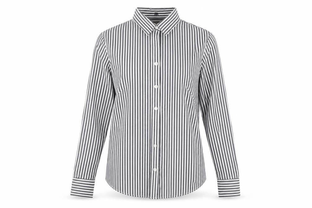 Banana Republic Women's Grey Striped Button-Up Shirt, Size 6
