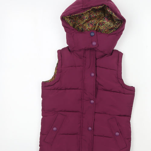 Joules Girls Purple Puffer Coat with Hood, Size 8 Years