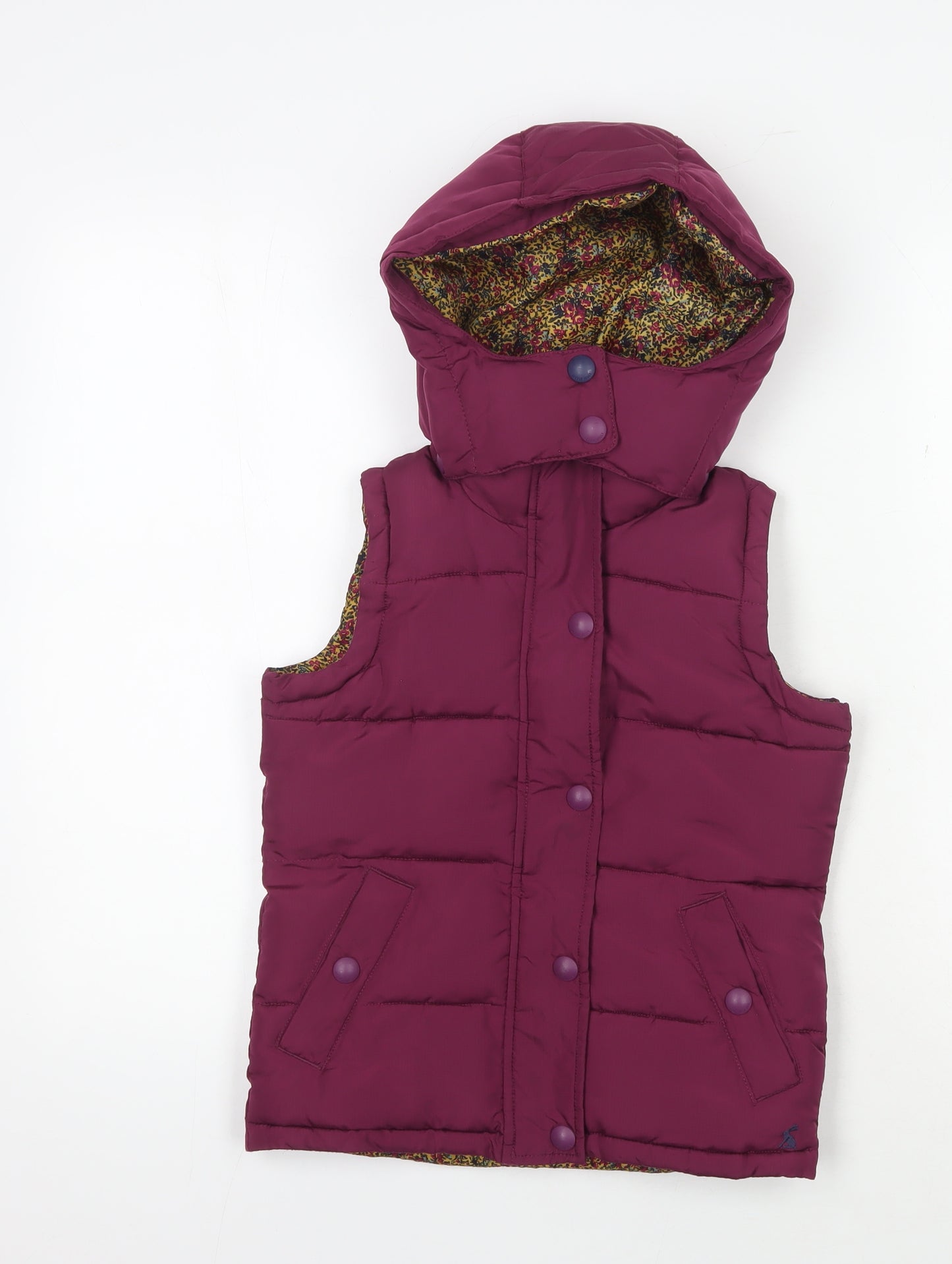 Joules Girls Purple Puffer Coat with Hood, Size 8 Years