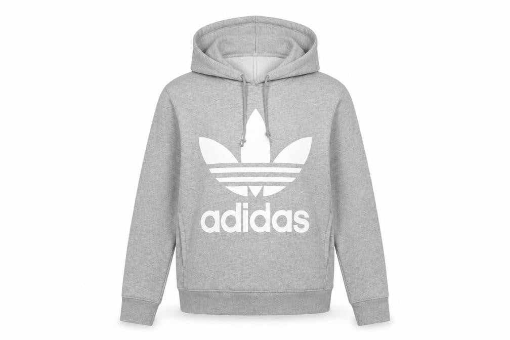 Front view of Adidas Women's Grey Pullover Hoodie, size 6