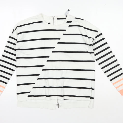 Karen Millen Women's White Striped Cardigan Size 2