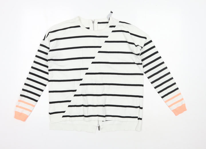 Karen Millen Women's White Striped Cardigan Size 2