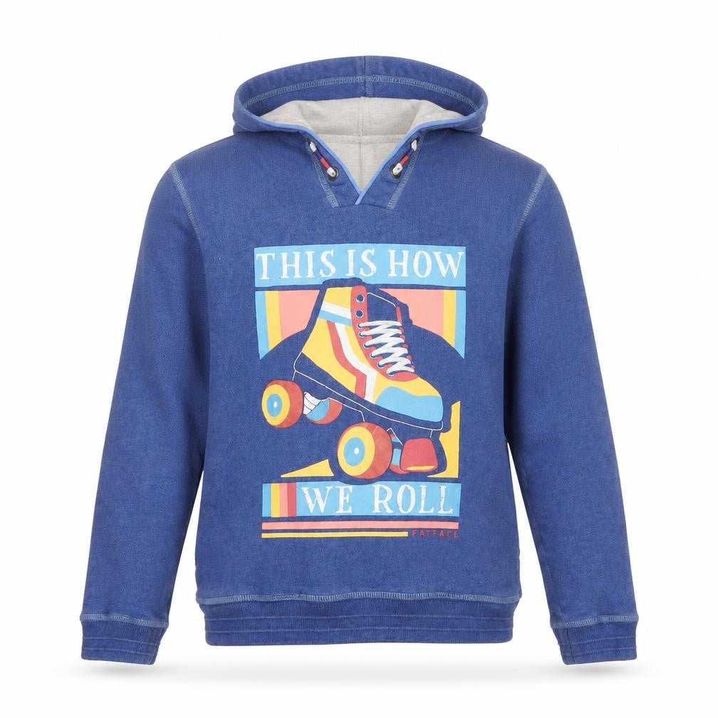 FatFace Boys Blue Hoodie 8-9 Years Roller Skate Print