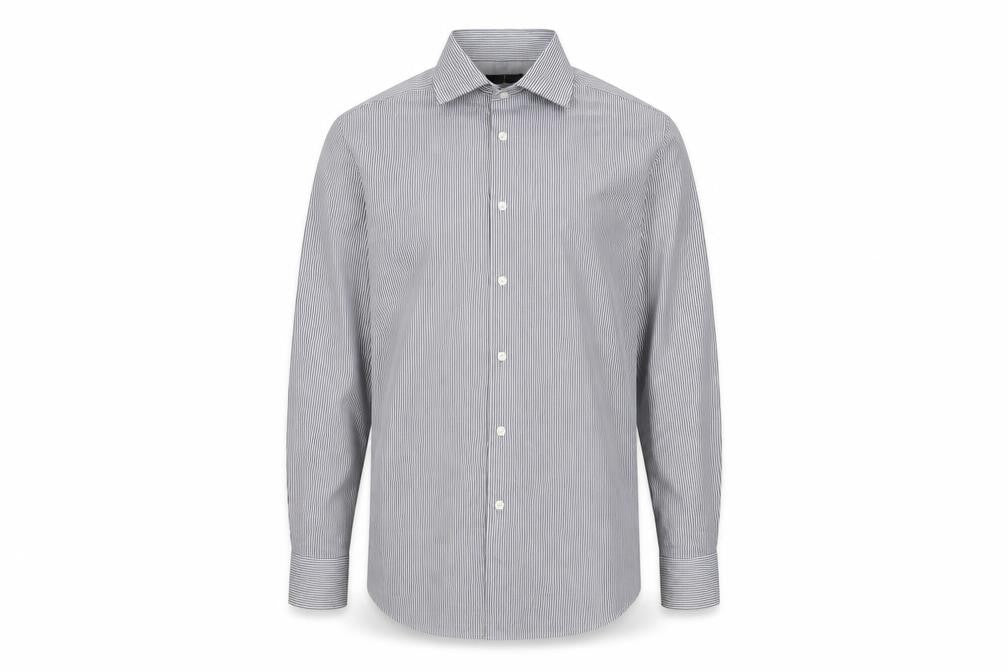 Front view of Jasper Conran Men's Grey Striped Classic Shirt 15