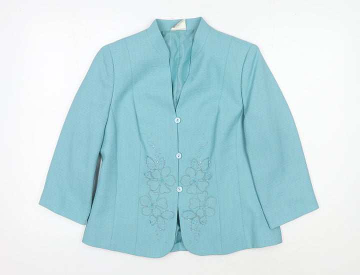 Eastex Women's Blue Floral Blazer Size 10