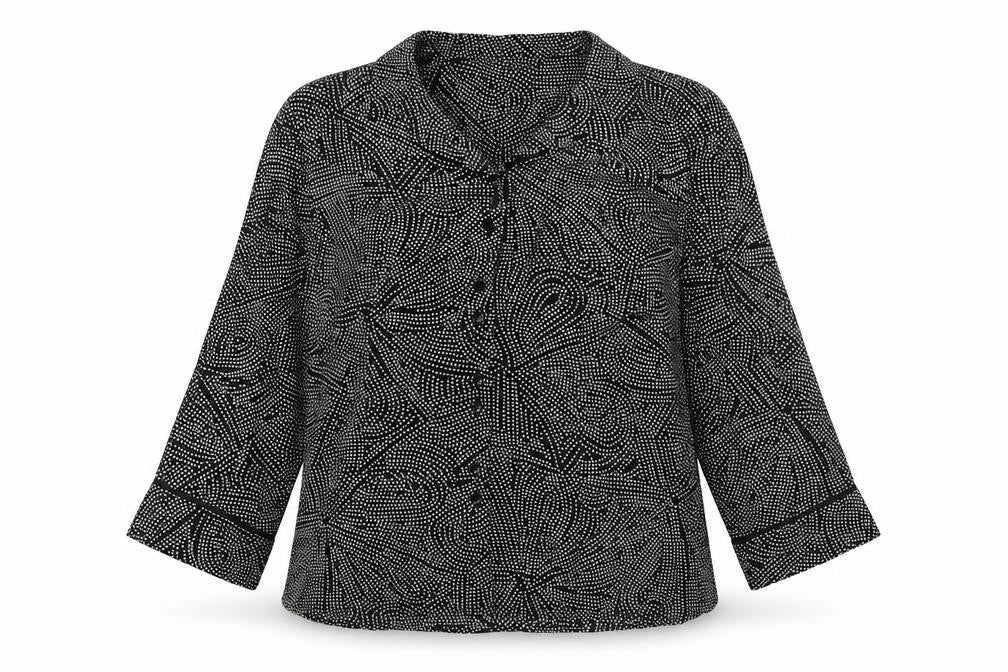 Front view of Viyella Women's Black Polka Dot Blouse, size 12
