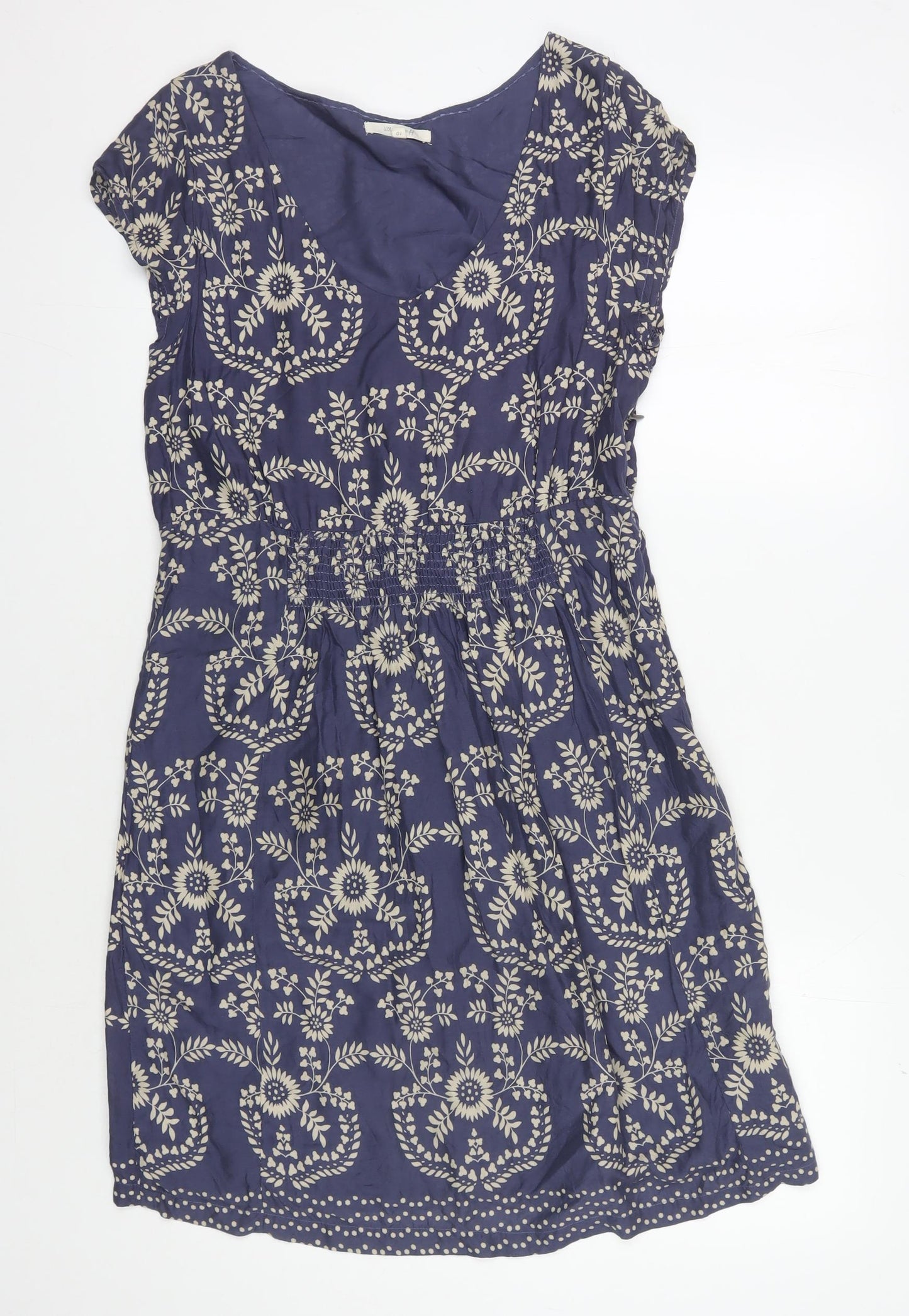 White Stuff Women's Blue Floral A-Line Dress Size 10