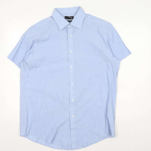 Thomas Nash Men's Blue Regular Fit Button-Up Shirt