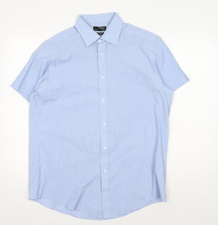 Thomas Nash Men's Blue Regular Fit Button-Up Shirt