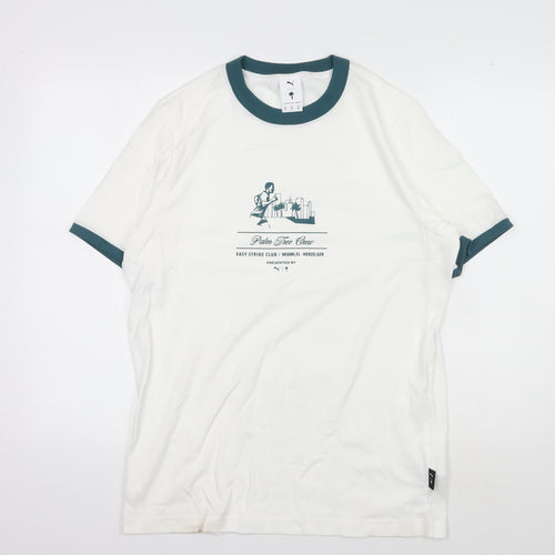 Puma Men's M White Beach T-Shirt Crew Neck Short Sleeve