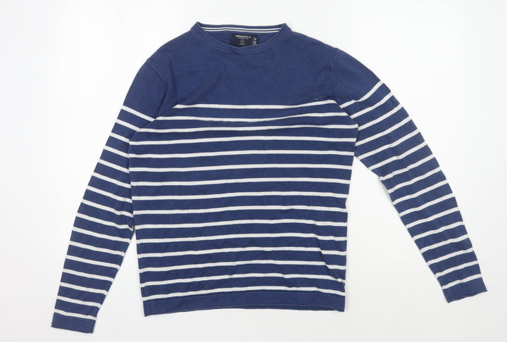 Springfield Women's Blue Striped Cotton Pullover Jumper S