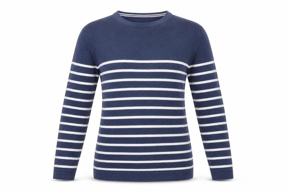 Front view of Springfield Women's Blue Striped Cotton jumper S