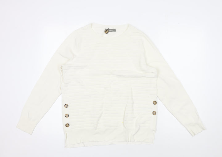 Oasis Women's Ivory Pullover Jumper M Button Detail