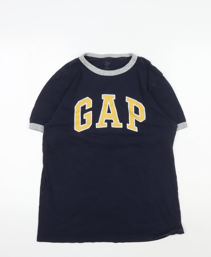GAP Men's Blue College Logo T-Shirt, Size S