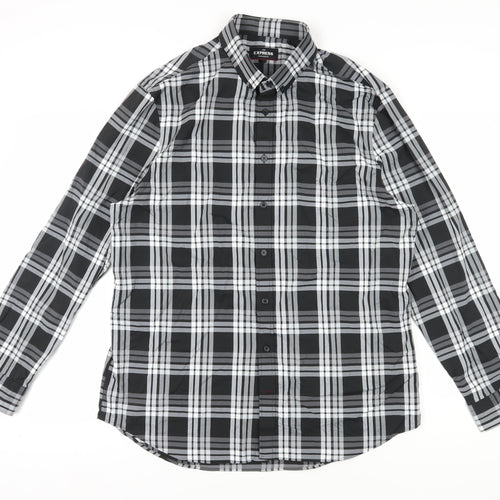 Express Men's Plaid Slim Fit Long Sleeve Shirt L