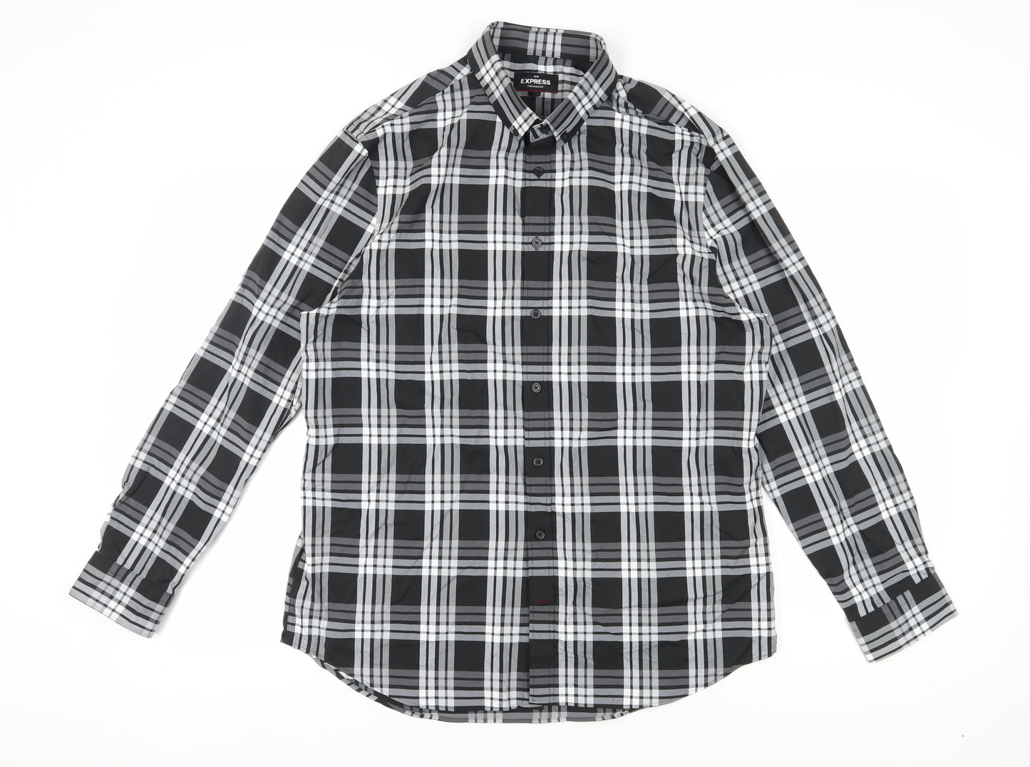 Express Men's Plaid Slim Fit Long Sleeve Shirt L