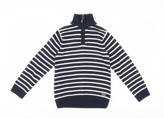 H&M Boys Blue Striped Pullover Jumper, Size 6-7 Years