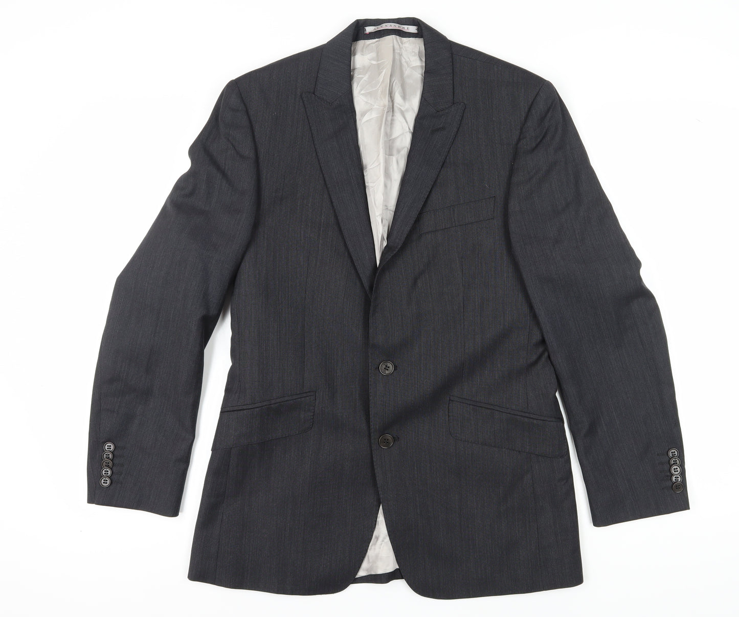 Alexandre Men's Grey Wool Suit Jacket 38R Regular Formal