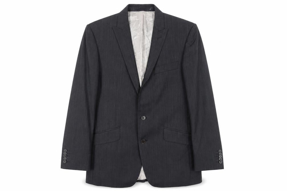 Front view of Alexandre Men's Grey Wool Suit Jacket 38R Regular Formal