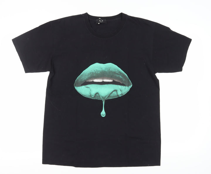 AX Paris Black T-Shirt, Unisex, Size S, Crew Neck