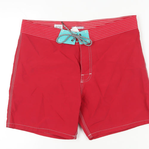 Katin Men's Red Nylon Drawstring Shorts, Size 34, Summer Casual