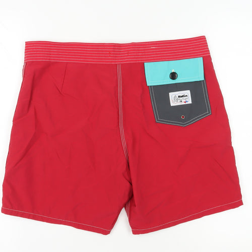 Katin Men's Red Nylon Drawstring Shorts, Size 34, Summer Casual