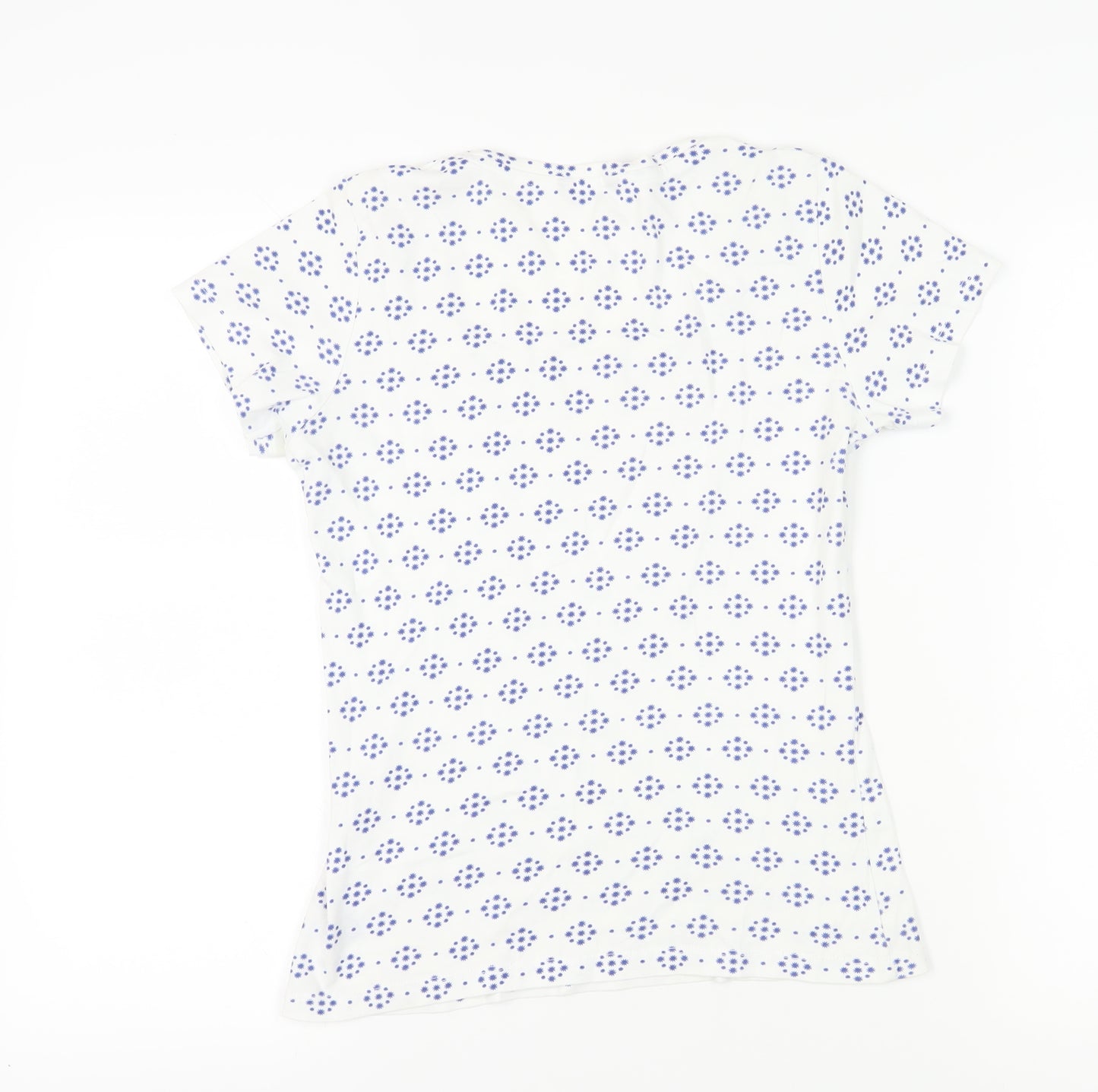 M&Co Women's White Geometric T-Shirt Size 12