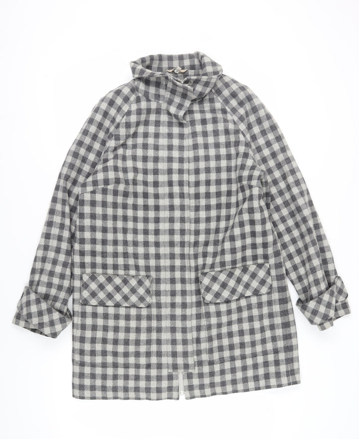 Marks and Spencer Women's Grey Check Overcoat Size 14
