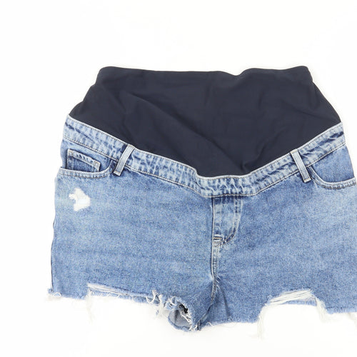New Look Maternity Cut-Off Shorts, Blue, Size 14