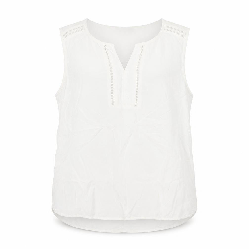Front view of Yaya Women's White Sleeveless Blouse, size 12