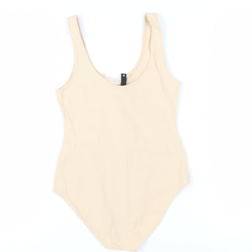 H&M Women’s Beige Bodysuit, Size S, Stretchy Jersey