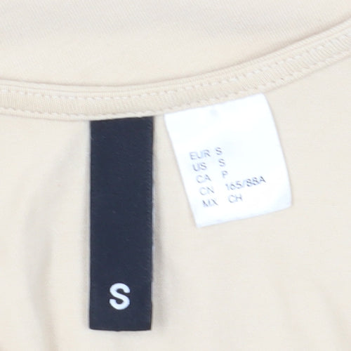 H&M Women’s Beige Bodysuit, Size S, Stretchy Jersey
