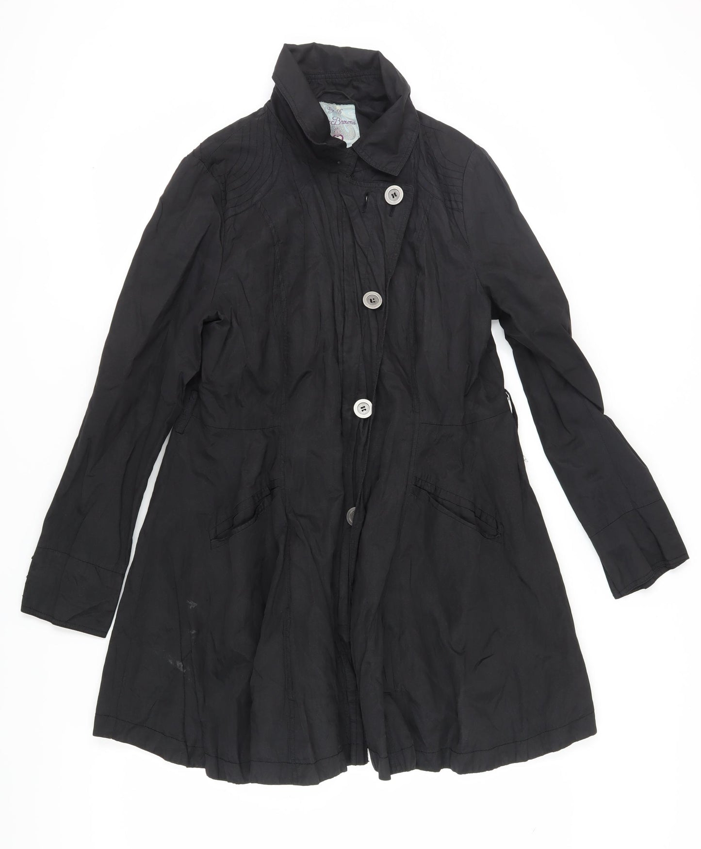 Joe Browns Women's Black Long Cotton Blend Overcoat Size 16