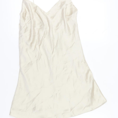 Zara Women Beige Slip Dress, Size 12, V-Neck, Party