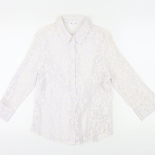 Damart Women's White Button-Up Shirt UK 16 Collared