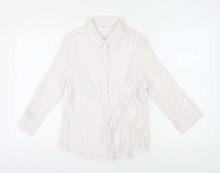Damart Women's White Button-Up Shirt UK 16 Collared