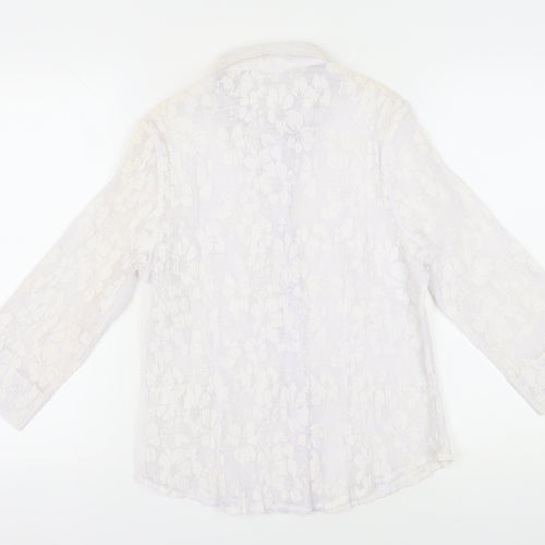 Damart Women's White Button-Up Shirt UK 16 Collared