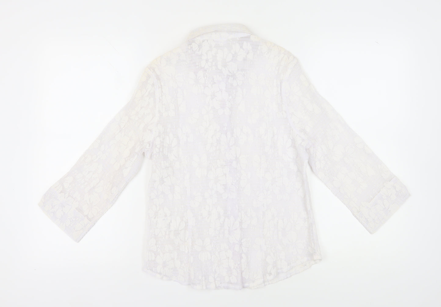 Damart Women's White Button-Up Shirt UK 16 Collared