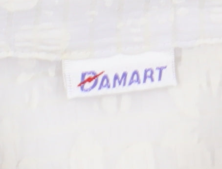 Damart Women's White Button-Up Shirt UK 16 Collared